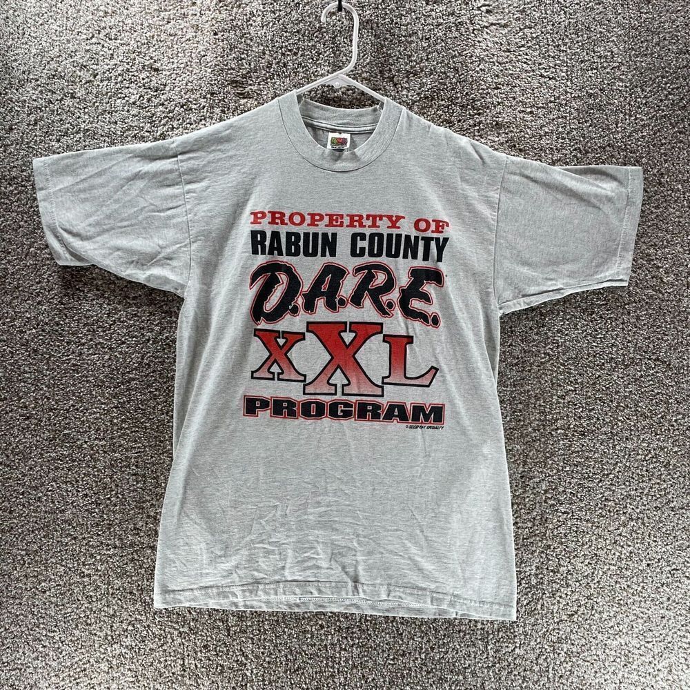 Vintage 90s DARE Shirt Mens Large Gray 1995 Rabun County XXL Program Cotton Logo